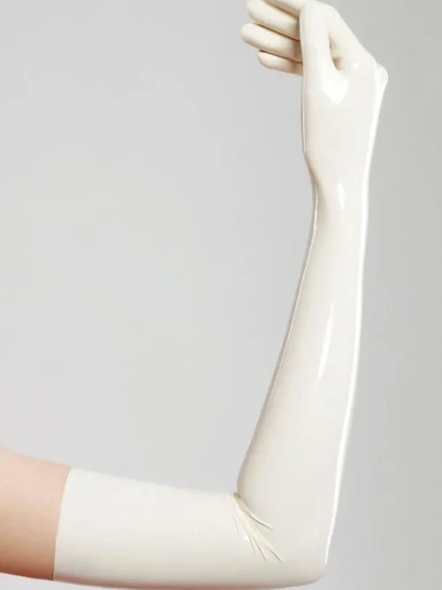 Long White Latex Gloves – Seamless Molded Latex Gloves for Fetish Outfits and Collections