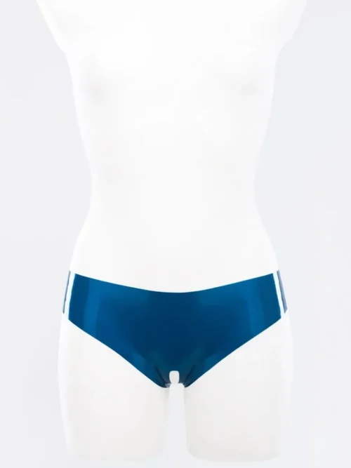 Latex Crotchless Panties – Open Crotch Metallic Blue Briefs