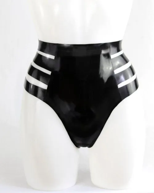 Latex High-Waisted Cutout Briefs – Strappy Fetish Lingerie