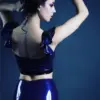 Latex Ruffle Strap Top – Fitted, Halter-Inspired