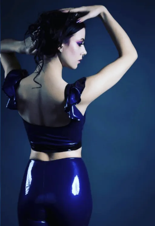 Latex Ruffle Strap Top – Fitted, Halter-Inspired