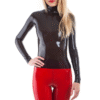 Top with sleeves and high neck made of translucent smoke latex