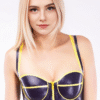 Stylish Multi-Colored Latex Bra with Front Zipper – Handcrafted Shiny Rubber Lingerie Top