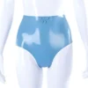 Sue Classic Latex Knickers with Front Bow – Light Blue High-Waist Design