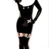 Luxe Bi-Colored Latex Nun Dress with Headdress and Stockings Set