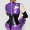 3D Cup Latex Catsuit with Purple Design