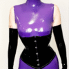 3D Cup Latex Catsuit with Purple Design