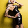 Latex Mini Skirt with Curved Hemline