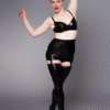 High-Waist Latex Girdle Skirt with Suspender Straps