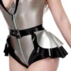 Morgana Layered Latex Peplum Skirt with Front Buckle