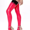 Candy Toeless Latex Stockings in Vibrant Magenta