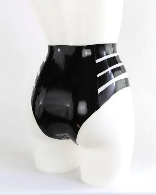Latex High-Waisted Cutout Briefs – Strappy Fetish Lingerie