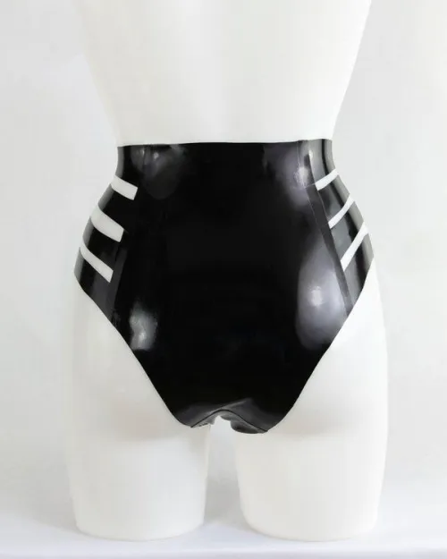 Latex High-Waisted Cutout Briefs – Strappy Fetish Lingerie