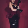 Three-Layer Belted Latex Peplum Skirt – Hourglass Shaping Waist Accent