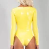 Low-Cut Latex Swimsuit with Long Sleeves – Bright Yellow