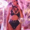 High-Waisted Latex Thong with Zipper Crotch