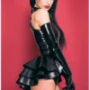 Three-Layer Belted Latex Peplum Skirt – Hourglass Shaping Waist Accent
