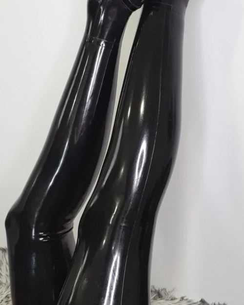 Classic Black Latex Stockings – Low Cut with Reinforced Design