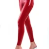 Shiny Red Latex Leggings – Seamless-Look Fit with Optional Crotch Zipper