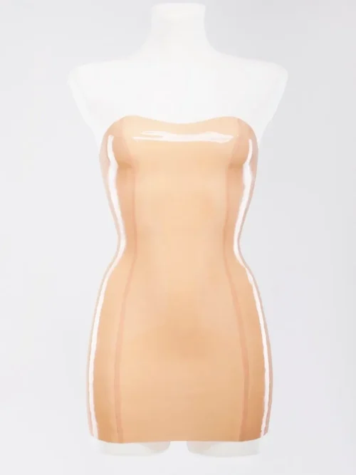 Strapless Latex Tube Dress – Minimalist Bodycon Design