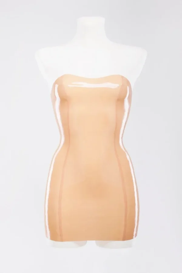Strapless Latex Tube Dress – Minimalist Bodycon Design