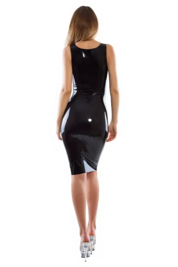 Sleek Latex Sheath Dress – Shiny Black, Bodycon Fit