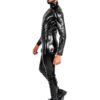 Sleek Paneled Latex Catsuit with High Neck and Full-Length Zip
