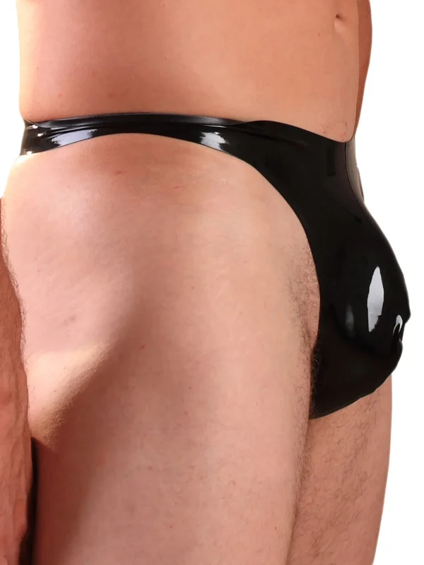 Classic Black Latex Pouch Thong – Sleek Minimalist Fit for Bold Expression