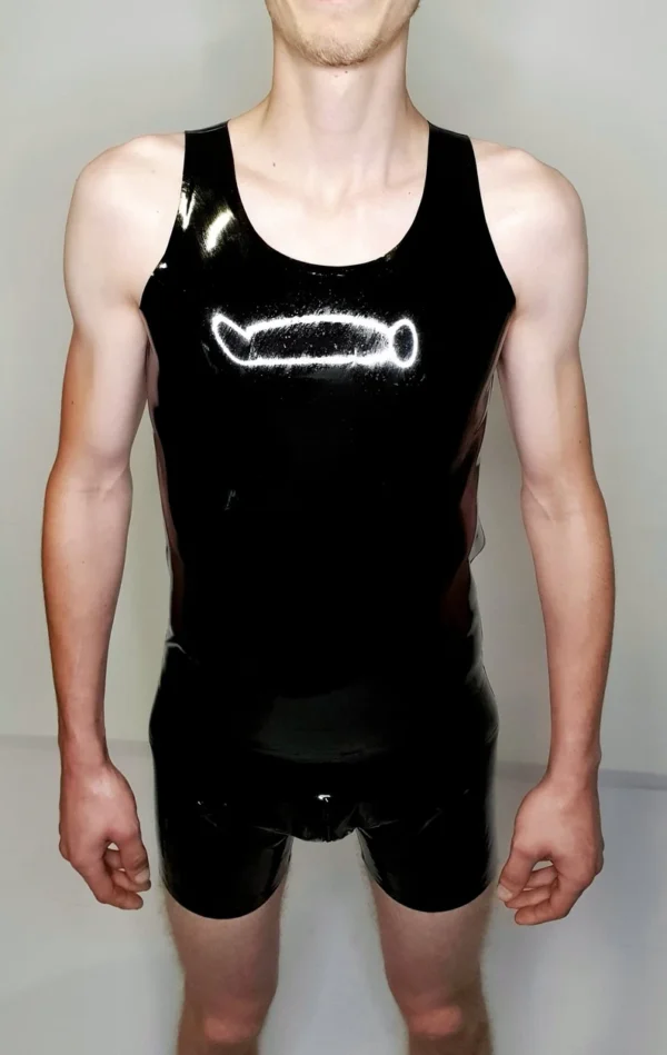 Charly Latex Tank Top – Sleek Sleeveless Fetishwear for Men in Glossy Black