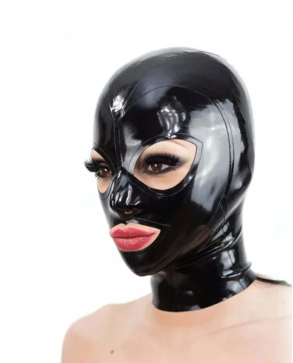 Latex Hood with Trimmed Eyes & Mouth – Single Color with Rear Zipper