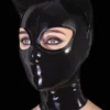 Black Latex Cat Mask with Closed Mouth and Back Zipper