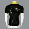 Latex Contrast Polo Shirt with Stud Collar – Short Sleeve Slim Fit Latex Tee