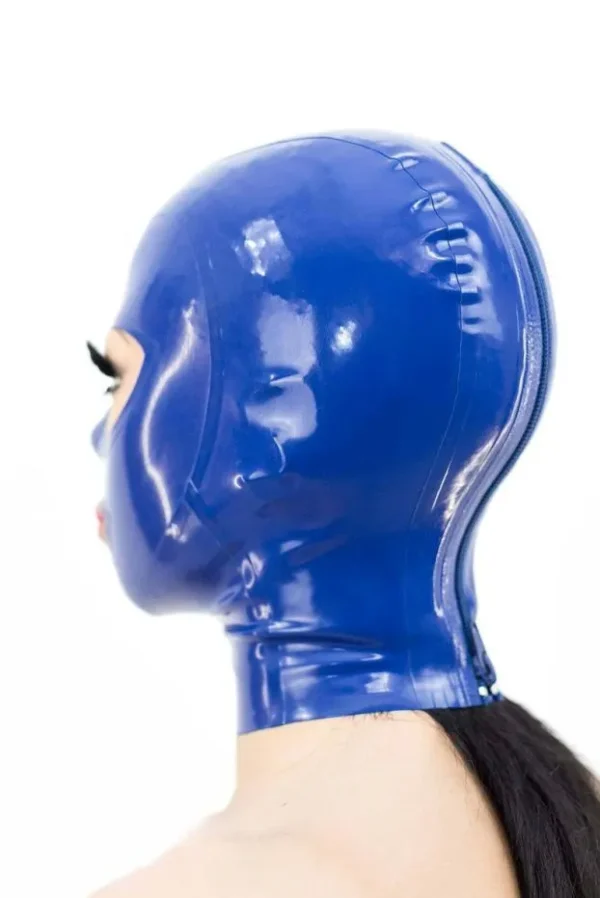 Latex Hood with Trimmed Eyes & Mouth – Single Color with Rear Zipper