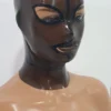 Smoke-Tinted Transparent Latex Hood with Tear-Shaped Eyes and Contrasting Mouth – Back Zip Closure