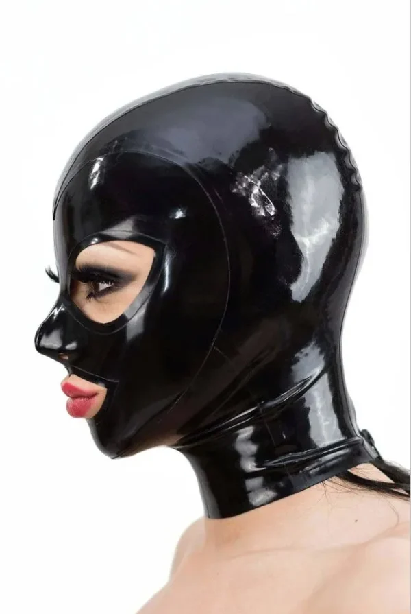 Latex Hood with Trimmed Eyes & Mouth – Single Color with Rear Zipper