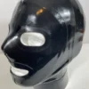 Classic Black Latex Gimp Hood with Open Eyes and Mouth + Optional Collar