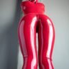 Red Full Enclosure Latex Catsuit with Hood and Collar