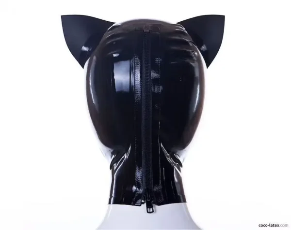 Kitty Ears Latex Hood with Back Zipper