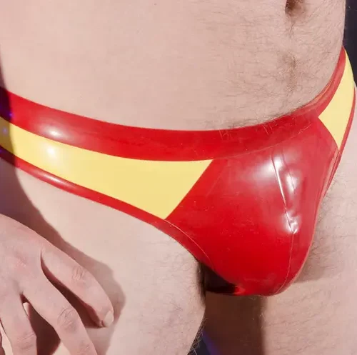 Men’s Latex Thong with Contrast Side Panels – Custom Color 0.4mm Rubber