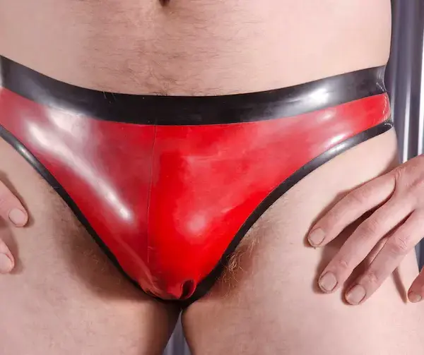 Red & Black Latex Open Back Jock Briefs