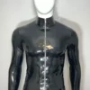 High-Neck Latex Zip-Up Long Sleeve Shirt – Sleek Fetish Style