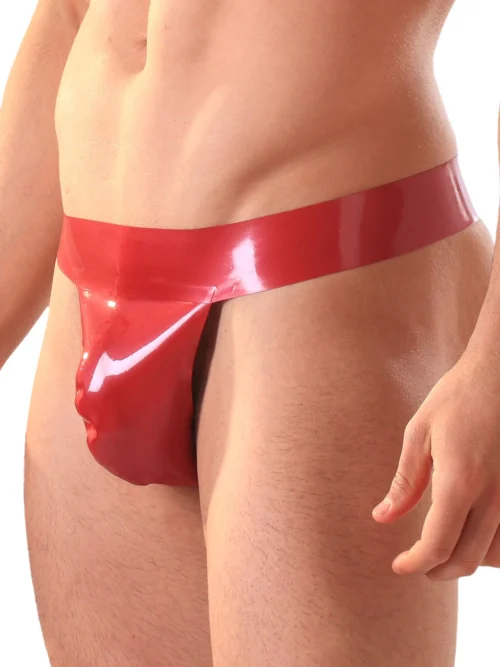Metallic Red Latex Thong with Shaped Pouch – Seductive & Comfortable Fit