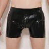 Latex Boxer Shorts with Front Zip – Classic Black Basix Fit