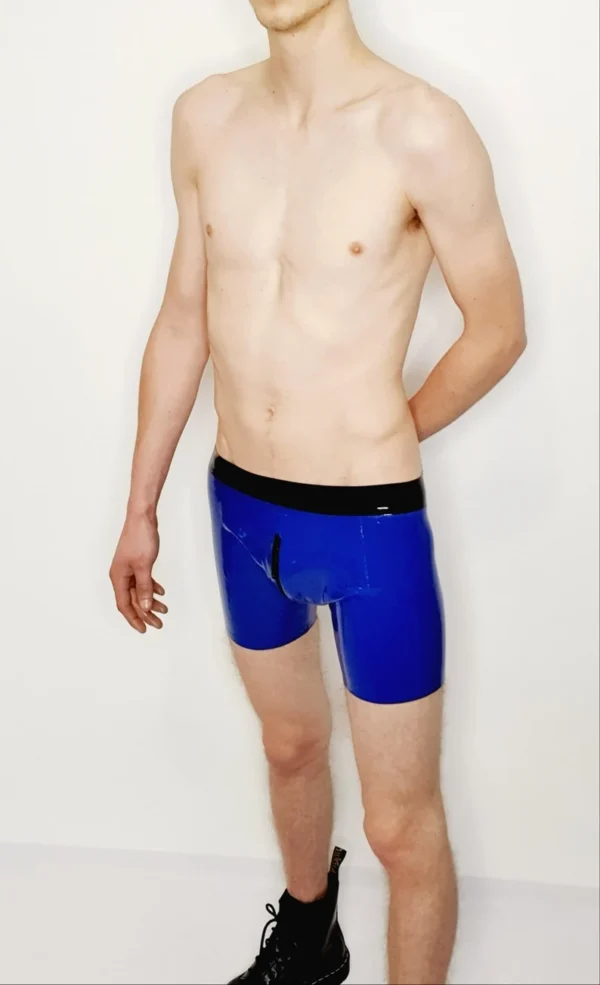 Venom Latex Boxer Shorts with Front-to-Rear Zip & Reinforced Seams