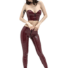 Cherry Red Latex Leggings with Front Zipper