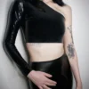 Khaos Latex One-Sleeve Crop Top
