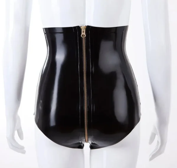 High Waist Latex Knickers with Full-Length Zip