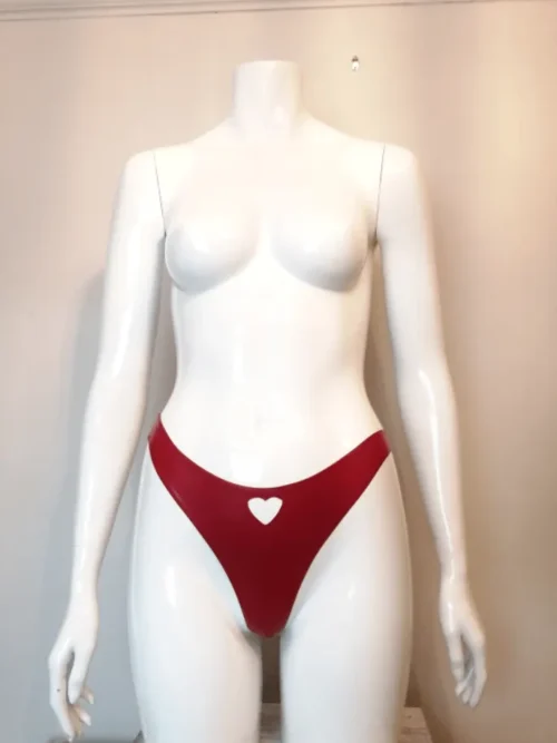 High-Cut Latex Thong with Heart Cutout – Handmade Sexy Rubber Lingerie