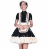Elegant French Maid Latex Dress Set with Flared Skirt and Accessories