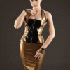 Mademoiselle Lily Latex Pencil Skirt with Peplum Hem and Back Bow